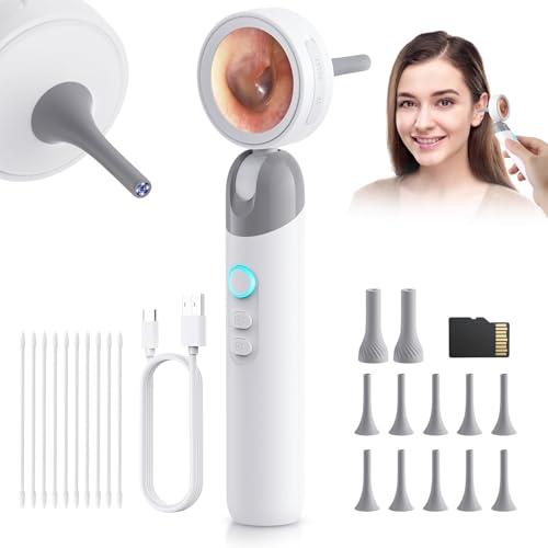 Otoscope Ear Camera with 1.38” IPS Screen, HD Ear Scope with Lights, Otoscope Camera for Adults Kids and Pets, 12 Silicone Specula Tips, Support Photo & Video, 32GB TF Card