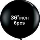 36 Inch Latex Round Black Balloons(Premium Helium Quality),Giant Balloons for Photo Shoot/Birthday/WeddingParty/Festivals/Event Decorations (6pcs Black)