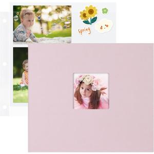 12x12 Inch Large 3 Ring DIY Scrapbook Photo Album with 40 Plastic Sleeves 80 White Pages Linen Cover Blank Scrapbooks, 12 x 12 Scrap Book Albums for Baby Travel Wedding Graduation kids (Pink)