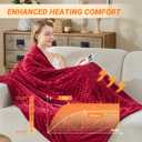 Heated Blanket Electric Throw, Soft Flannel Heating Blanket with 8 Hours Auto Off 10 Fast Heating Levels Machine Washable Sherpa Heated Blanket with Overheating Protection (Throw (50" x 60"), Red)