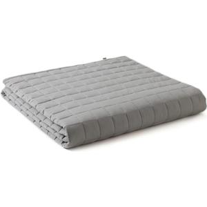 YnM Exclusive Weighted Blanket, Soothing Cotton, Smallest Compartments with Glass Beads, Bed Blanket for One Person of 140lbs, Ideal for Twin/Full Bed (48x72 Inches, 15 Pounds, Light Grey)