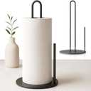 Paper Towel Holder for Kitchen, Black Powder Coated Steel, 2.4 lb Extra Heavy Base for Stability, Easy Assembly, Free-Standing Paper Towel Stand, Minimal Scandinavian Design