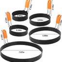 Egg Ring Pancake Mold Set, Stainless Steel Egg Rings Pancake Molds for Griddle 5 pack for frying Eggs and Omelet, Silicone Egg Rings with Handle