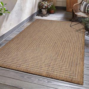 Adiva Rugs Outdoor Indoor Area Rug, Weather Resistant, Easy to Clean, Stain Resistant Floor Mat for Dining Room, Backyard, Deck, Patio (Wooden, 5'3" x 7')