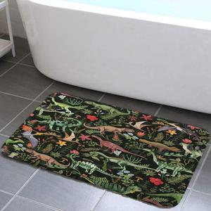 Dinosaurs Cute Dino Kids Bath Mat Dinosaur Jungle Funny Cartoon Bath Rug Boys Girls Children Bathroom Accessories Soft Non Slip Rug Sets for Bathroom Bedroom Kitchen Outdoor Indoor 17X29IN