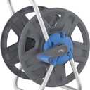 Water Hose Reel Cart, Holds 60-80 Ft of 5/8 Inch Hose, Blue Wall Mounted Garden Hose Cart, Portable Hose Reel for Convenient Storage and Watering