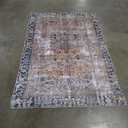 BoutiqueRugs Holli Oriental Medallion Area Rug - Vintage Traditional Floral Carpet for Living Room - Machine Washable - Peach, Burgundy, Yellow - 6'7" x 9' (6x9)