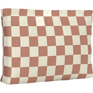 Cute Checkered Makeup Pouch for Women Small Make Up Bag for Zipper Initial Coquette Makeup Cosmetic Bags Pouches for Purse Aesthetic Travel Toiletry, Khaki Brown