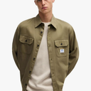 HUGO, Cotton Mix Canvas Zip Up Overshirt, British Olive, XL