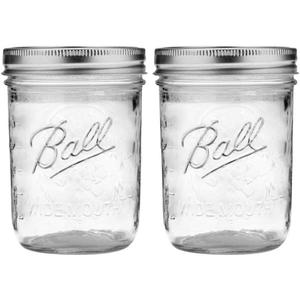 Ball 16 oz Wide Mouth Mason Jars with Lids and Bands - 2 Pack - Packed in North Mountain Supply ImpactGaurd Box - BPA-Free, Made in the USA  for Canning, Freezing, Storing, and More