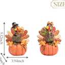 Valery Madelyn Fall Decorations for Home, 2 Pcs Thanksgiving Turkey Pumpkin Decor for Table Indoor Outdoor, Resin Fall Decor Sunflower Garden Figurines for Autumn Harvest Porch Tiered Tray, 5"