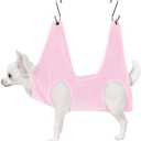 Petmolico Pet Dog Sling Hammock for Nail Clipping, Dog Grooming Hammock, Small (23.5" x 19"), Pink