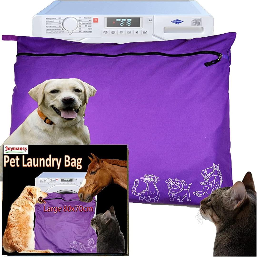 Pet Laundry Bag | Stops Pet Hair Blocking the Washing Machine | Jumbo Size Wash Bag Ideal For Dog Cat Horse Guinea Pig | Hair Remover Safely (Purple)