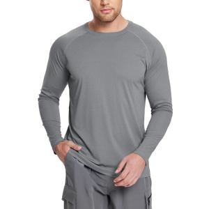 baleaf Men's Sun Protection Shirts UV SPF UPF 50+ Long Sleeve Rash Guard Fishing Running Quick Dry Lightweight (01-grey Heather) S 