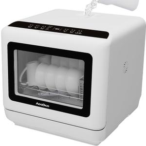 Portable Dishwasher Countertop Dishwasher with 5L Built-in Water Tank, No Hookup Needed, 5 Washing Programs, Air-dry Function, Fruit Washing, Delay Function, Mini Dishwasher for Apartment, RVs
