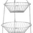 JUNCHU CHERRY 3-Tier Wire Fruit Hanging Basket, non-Punching Wall Hanging Storage, Kitchen Bathroom Organization Basket, Suitable for Bathroom, Kitchen, Closet, Garden, Chrome
