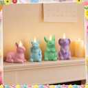 Bucherry 4 Pcs Easter Bunny Flameless Candle Light 7.5" LED Pastel Easter Rabbit Candles Battery Operated Spring Lighted Tealight Bunny Flickering Tea Light Gifts for Women Spring Home Table Decor