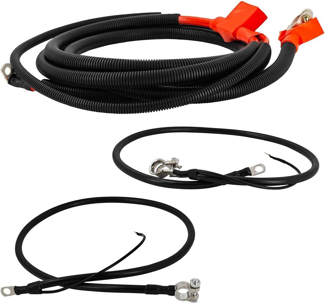 Battery Cables Kit Fits for 1995-1997 Ford F250 F350 Super Duty w/Powerstroke 7.3 V8, F5TZ-14301-A + F2TZ-14301-D + F5TZ-14300-B, Replaces A382UHLC A462UHC A12300HP/ WC9352 WC8982 WC9316