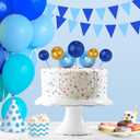 NACHLYNN 80 Pcs Cake Balls Decorations Mini Balloon Cake Topper Balls Foam Cupcake Toppers Balls for Cake Decorating Birthday Parties Weddings Anniversary (Glitter Royal Blue Gold)
