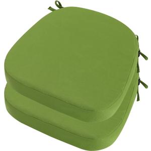 idee-home Outdoor Chair Cushions Set of 2, 19" x 19" x 3" Thick D-Shaped Patio Furniture Outdoor Seat Cushions Waterproof with Ties, Dining Pads (Green)