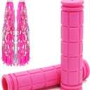 Bike Handlebar Grips with Tassel Streamers, Non-Slip Soft Rubber Bike Handle Grips for Kids and Girls Boys, Mountain Bike MTB BMX Scooter Cruiser Bicycle Repair Replacement Parts