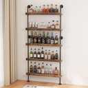 5-Tier Wall Mounted Wine Rack, Industrial Pipe Bar Shelf for Wine Bottle Storage, Industrial Pipe Shelves Shelf Shelving for Home Bar Dining Room Kitchen (23.6" W x 79" H x 8.6" D)