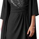 GRACE KARIN Women's Sequin Dress Two Piece Mother of The Bride Dresses with Jacket Lace Formal Wedding Guest Dress (8, Black)