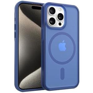 2 Pcs ArtsEvo Strong Magnetic for iPhone 15 Pro Max Case, Compatible with MagSafe, 360° Military-Grade Protection, Slim Translucent Matte Phone Case, Blue