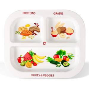 Health Beet MyPlate Portion Control Plate, 8" x 10" - Kids Plate with 3 Divided Sections for Protein, Grains & Fruits + Veggies, Dishwasher & Microwave Safe Plates with Dividers, 1 Pack
