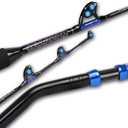 Fiblink Bent Butt Fishing Rod 2-Piece Saltwater Offshore Trolling Rod Big Game Roller Rod (2 Pcs - 5'6"- 80-120 lb Bent Butt)