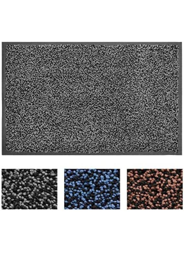 MATALL Home Entrance Door Mat - Microfiber Super Absorbent Mat Floor Mats with Durable Rubber Backing Indoor Low-Profile Doormats for House High Traffic Areas (35”x23.5”, Black&Grey)