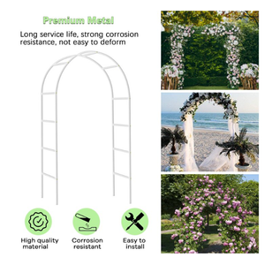 VENUZOR 7.87x4.59ft Matte White Cast Iron Garden Arch Trellis, Weather-Resistant