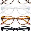 EYEURL 4-Pack Reading Glasses for Women-Cat Eye Blue Light Blocking Fashion Reader mit Spring Hinge,Anti-Glare Cat Eye Reading Glasses for Women,0.75