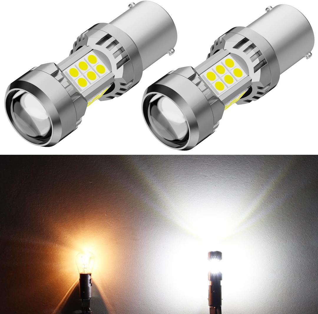 PHINLION 3200 Lumens Super Bright 1156 1141 3497 P21W 7506 LED Reverse Light Bulbs with Projector for Car Truck RV Backup Lights, 6000K Xenon White