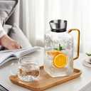 RORA Glass Pitcher with Lid and Spout, 1.5 L Water Pitchers with Handle Large Jug for Hot or Cold Beverage