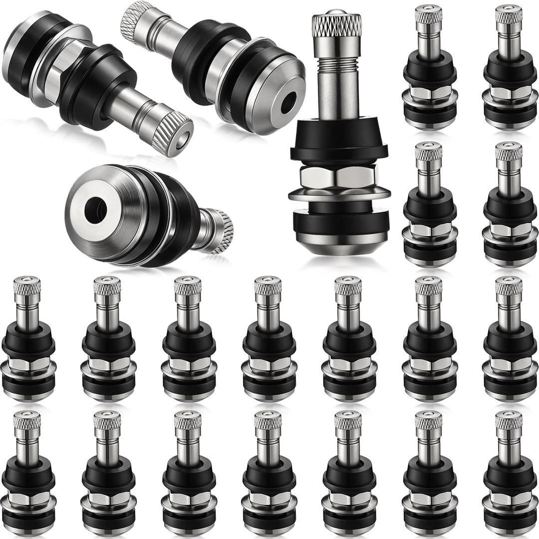 Tallew 20 Pcs Tr416 Metal Valve Stems Tire Valve Stems Outer Mount Fits 0.453 & 0.625 Rim Holes 1 1/2 Long High Pressure Valve Stems