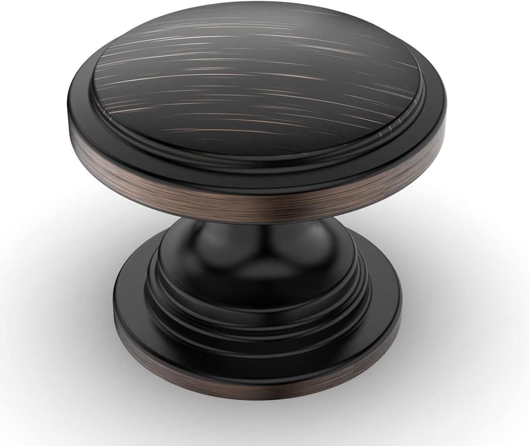Amerdeco 10 Pack 1-1/4 inch Kitchen Cabinet Knobs Oil Rubbed Bronze Cabinet Knobs Bedroom Dresser Drawer Knobs Single Hole Cabinet Handles