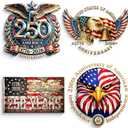 10 x 4 pcs 250th Anniversary USA Car Decal Sticker,1776-2026 Patriotic Vinyl Sticker,American Independence Bumper Sticker for Car Truck Window Laptop, 4th of July Patriotic Decor