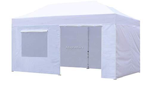 Invezo Gazebo Tent for Outdoor 10 x 20 feet with 4 Side Cover (1 Door and 1 Window) Extra 60 kgs White (Canopy Tent, 10 x 20 feet Tent) Portable and Foldable (3 x 6, White)