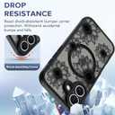 OOK Black Case Design for iPhone 16 Case [Compatible with MagSafe], Cute Sunflower Floral Blooms Design Frosted Shockproof for Women Girls Magnetic Phone Cover - Black Flower