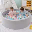SHJADE Foam Ball Pit, 47.2"x 13.8" Large Ball Pits for Toddlers, Soft Round Kiddie Baby Playpen Ball Pool for Kids, Ideal Gift for Babies Indoor and Outdoor Game, Grey, (Balls not Included)