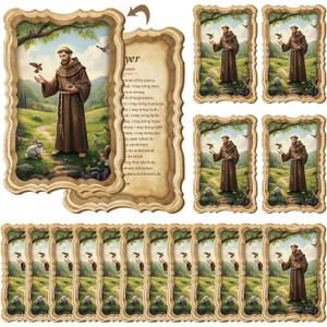 AceOrbit 30 Pcs Holy Prayer Cards Wood St. Francis Prayer for Peace Religious Holy Card for Church Prayers First Communion Christening Memorial Engrave Guest Gift Catholic Gifts