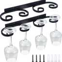 Wenqik 2 Pcs Wall Mounted Wine Glass Rack Stemware Glasses Holder Metal Black Wire Wine Cup Hanger Holder for Stemware Storage Organizer Bar Kitchen (15.12 Inch)