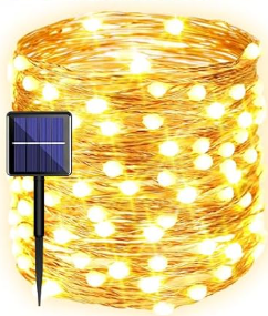 Solar String Lights for Outside, Bright Solar Lights Outdoor Waterproof, Copper Wire with 8 Modes Fairy Lights for Tree Garden Party Wedding Ourdoor Decor (Warm White)