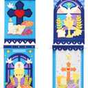HunnmingRe 4 Set First Communion Banner Kits 9 x 14 Inch First Holy Communion Felt Banner Kits DIY Arts and Crafts Kit for Christian Church Holy Ceremony Baptism Party Decoration