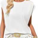 Cicy Bell Womens Cap Sleeve Tank Tops Boat Neck Loose Fit Tshirts Summer Casual Basic Tee Shirts, M