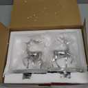 Klikel Reindeer Stocking Hanger Set of 2 - Shiny Silver Metal Christmas Stocking Holder For Fireplace Mantle - Heavy Duty, Left Facing