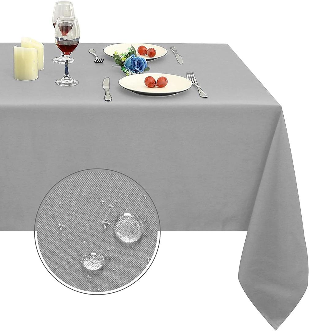 Obstal Rectangle Table Cloth, Oil-Proof Spill-Proof and Water Resistance Microfiber Tablecloth, Decorative Fabric Table Cover for Outdoor and Indoor Use (54x78 Inch, Silver)