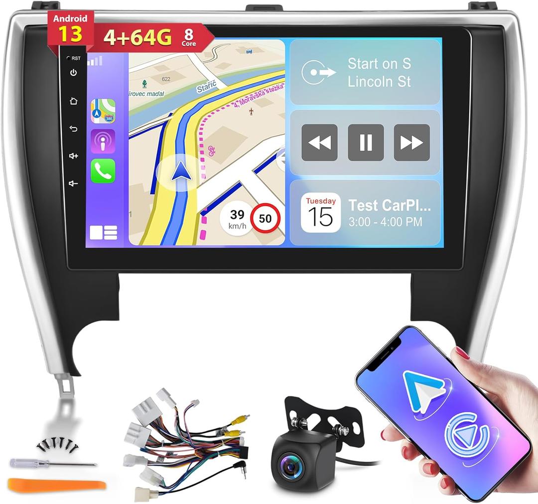 8 Core [4G+64G] Car Radio for Toyota Camry 2015 2016 2017 - Android 13 Touch Screen Camry Stereo, DSP 32 EQ/IPS/Carplay/Android Auto/SWC/BT/WiFi