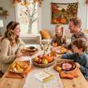 100Pcs Thanksgiving Oval Paper Plates and Napkins Set, 10" x 12" Large Disposable Party Plates for Fall Party and Thanksgiving Day